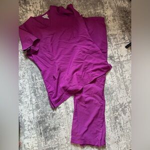 White + purple scrub set